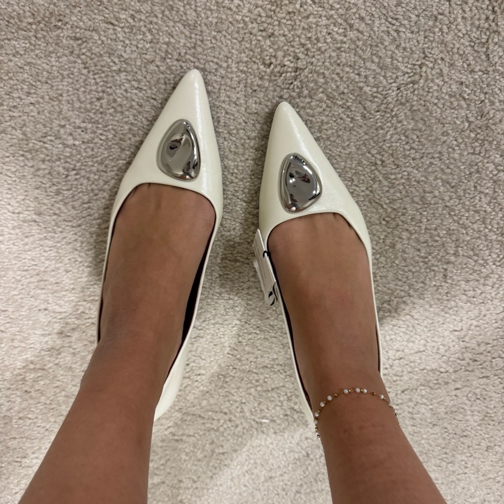 Zara metal detail leather high heel shoes
